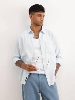 WROGN - Mens Checks Blue Full Sleeves Casual Shirt