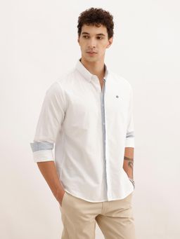 WROGN - Mens Solid White Full Sleeves Casual Shirt