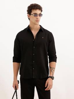 WROGN - Mens Solid Black Full Sleeves Casual Shirt