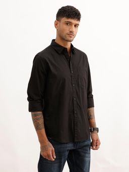 WROGN - Mens Solid Black Full Sleeves Casual Shirt
