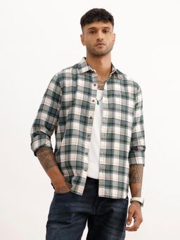 WROGN - Mens Checks Green Full Sleeves Casual Shirt