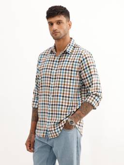WROGN - Mens Checks Multi-Colour Full Sleeves Casual Shirt