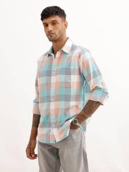 WROGN - Mens Checks Multi-Colour Full Sleeves Casual Shirt
