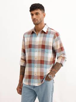 WROGN - Mens Checks Multi-Colour Full Sleeves Casual Shirt
