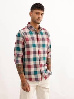WROGN - Mens Checks Multi-Colour Full Sleeves Casual Shirt