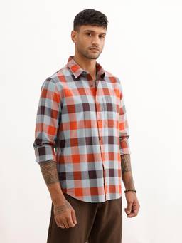 WROGN - Mens Checks Multi-Colour Full Sleeves Casual Shirt