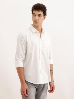 WROGN - Mens Solid White Full Sleeves Casual Shirt