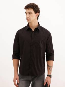 WROGN - Mens Solid Brown Full Sleeves Casual Shirt