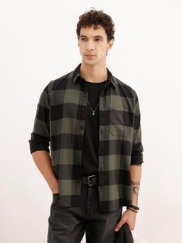 WROGN - Mens Checks Green Full Sleeves Casual Shirt