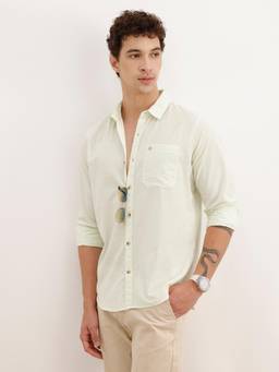 WROGN - Mens Solid Green Full Sleeves Casual Shirt
