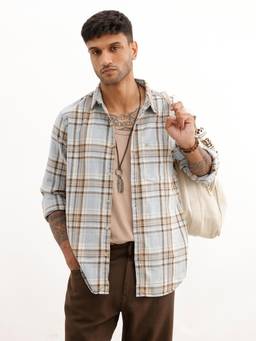 WROGN - Mens Checks Multi-Colour Full Sleeves Casual Shirt