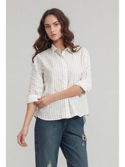 Twenty Dresses by Nykaa Fashion - Womens White Stripes Casual Shirt