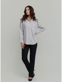 Twenty Dresses by Nykaa Fashion - Womens Grey Stripes Cotton Blend Regular Shirt