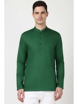 Peter England - Men Green Solid Slim Fit Casual Kurta