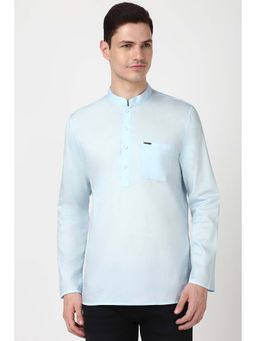 Peter England - Men Blue Solid Slim Fit Casual Kurta