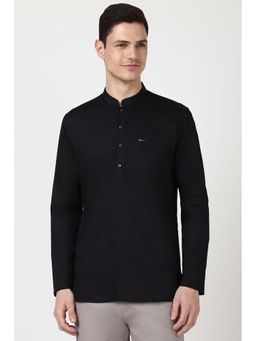 Peter England - Men Black Solid Casual Kurta