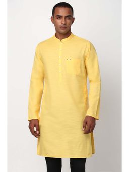 Peter England - Men Yellow Solid Festive Kurta