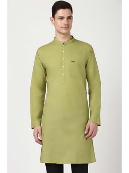 Peter England - Men Olive Solid Slim Fit Festive Kurta
