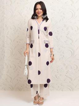 VISHUDH - Women Purple Polka Dots Co-ord (Set of 2)