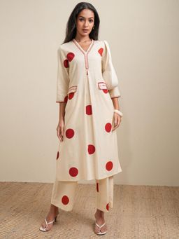 VISHUDH - Women Red Polka Dots Co-ord (Set of 2)