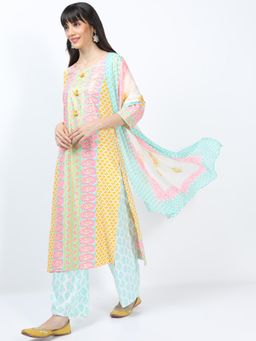 VISHUDH - Women Multi-Color Printed Kurta with Palazzo & Dupatta (Set of 3)