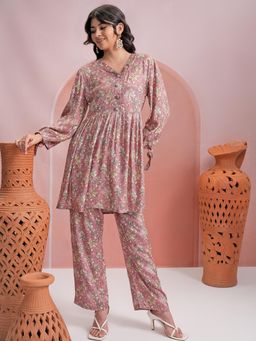 VISHUDH - Women Pink Floral Co-ord (Set of 2)