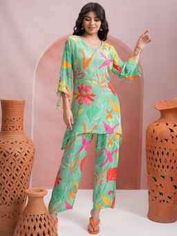 VISHUDH - Women Green Floral Co-ord (Set of 2)