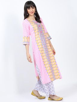 VISHUDH - Women Multi-Color Printed Kurta with Palazzo & Dupatta (Set of 3)