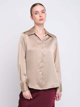 Cover Story - Beige Solid Shirt