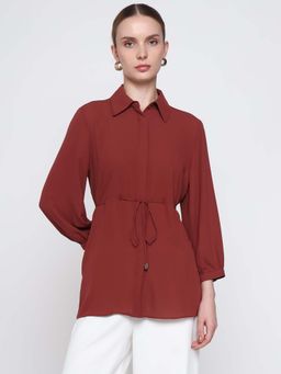 Cover Story - Brown Tie Waist Shirt