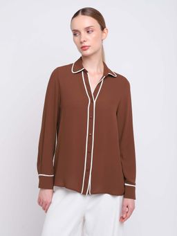 Cover Story - Brown Victoria Solid Shirt