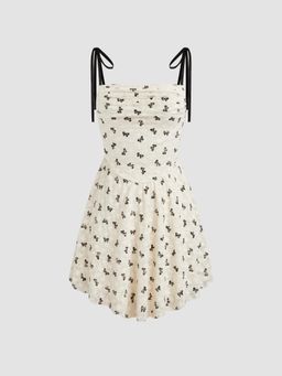 Cider - Bowknot Jacquard Mini Dress
