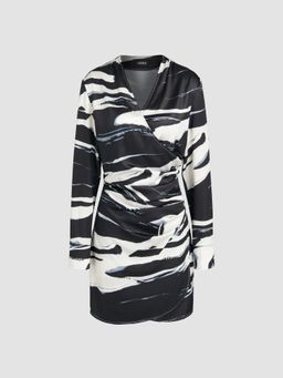 Cider - Abstract Geometric Wrap Mini Dress