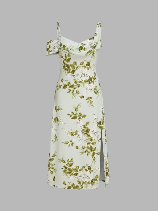 cider chiffon dress Cider Chiffon Cowl Neck Polka Dot Ruched Mini Cami Dress With Scarf