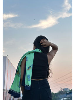 Thee Modern Roots - Women Graceful Flutter Silk Stole Green