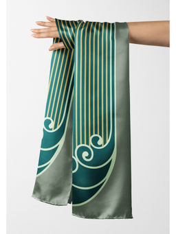 Thee Modern Roots - Women Striped Symphony Silk Stole Green