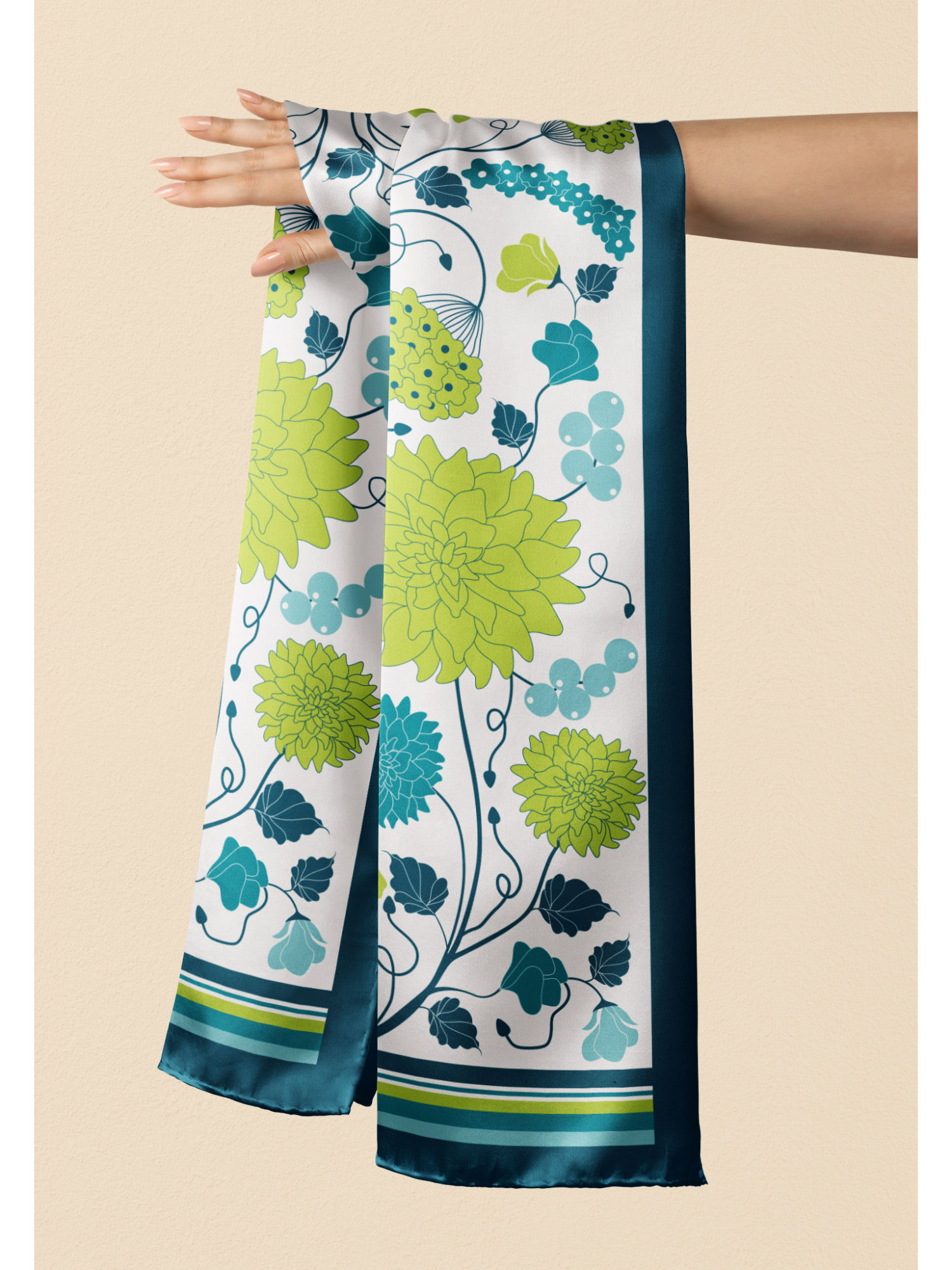 Women Emerald Ivy Silk Stole Green-picture-12