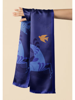 Thee Modern Roots - Women Stolen Moonlight Sonata Silk Stole Navy Blue