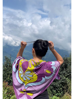 Thee Modern Roots - Women Mystical Mosaic Cotton Scarf Purple