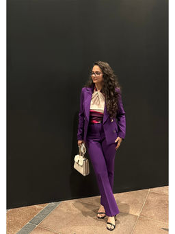 Thee Modern Roots - Women Cosmic Rings Silk Scarf Purple