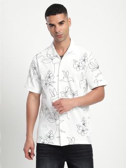 R&B - Floral Relaxed Men Shirt - White