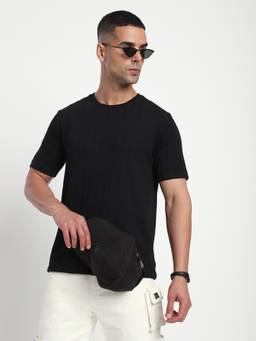 R&B - Textured Regular Men T-shirt - Black