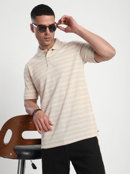 R&B - Striped Regular Men T-shirt - Beige