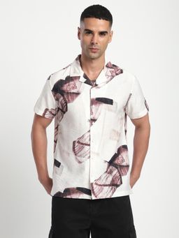 R&B - Abstract Relaxed Men Shirt - Beige