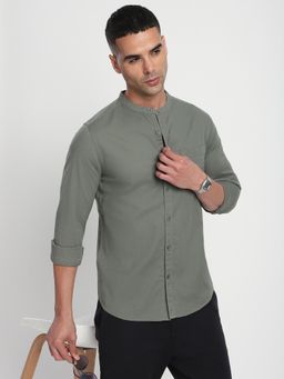 R&B - Solid Slim Men Shirt - Olive