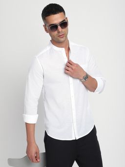 R&B - Solid Slim Men Shirt - White