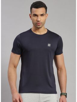Rock.it - Men Navy Blue Solid T-shirt