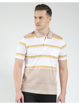 Monte Carlo - Men's Striped Collar Neck T-shirt - Beige