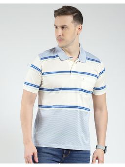 Monte Carlo - Men's Striped Collar Neck T-shirt - Blue