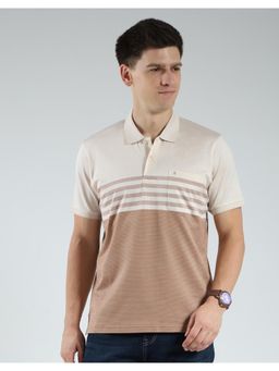 Monte Carlo - Men's Striped Collar Neck T-shirt - Beige